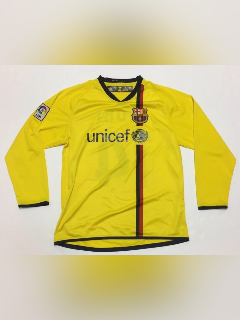 FC Barcelona Jersey Funes Mori Yellow Medium Spain Spanish Barca Soccer Unicef